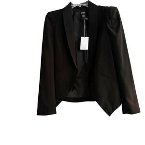 Body By Victoria Cropped Shrunken Blazer Black Cotton Suit Jacket Office Size 4